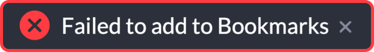 Failed to add to Bookmarks